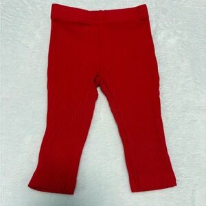 Little Sleepies Red Ribbed Leggings 0-3M Bamboo EUC